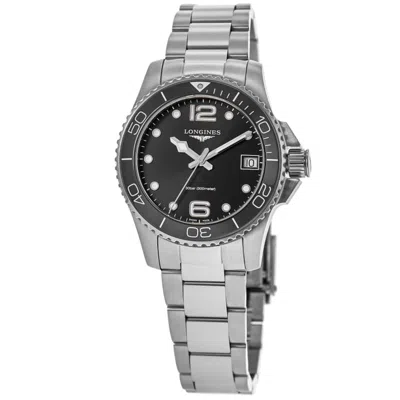 Longines Hydroconquest Quartz Black Dial Stainless Steel Women's Watch L3.370.4.56.6 In Metallic
