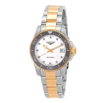 Pre-owned Longines Hydroconquest Quartz Diamond White Mop Dial Ladies Watch L3.370.3.87.6