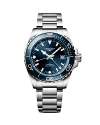 Longines Men's Swiss Automatic Hydroconquest Gmt Stainless Steel Bracelet Watch 43mm In Blue/silver