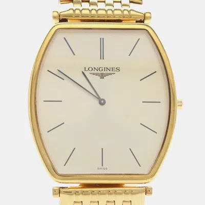 Pre-owned Longines L4.786.2 Cream Yellow Gold Plated Quartz Men's Watches 35x44mm