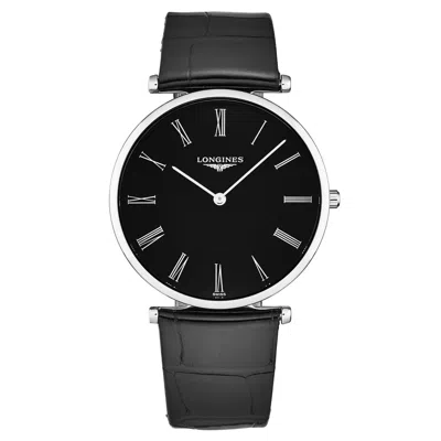 Pre-owned Longines 'la Grande' Classique Black Dial Black Strap Quartz Watch L4.755.4.51.2