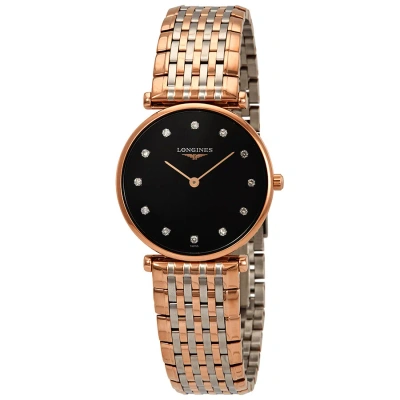 Longines La Grande Classique Black Diamond Dial Ladies Watch L45121577 In Gold