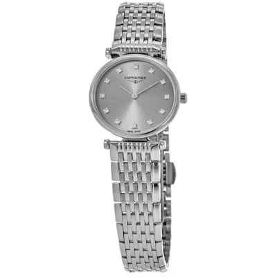 Longines La Grande Classique Quartz 24mm Grey Diamond Dial Steel Women's Watch L4.209.4.70.6 In Green