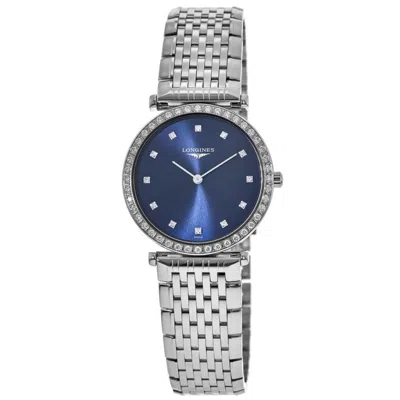 Longines La Grande Classique Quartz Blue Dial Diamond Stainless Steel Women's Watch L4.523.0.97.6 In Silver
