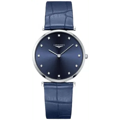 Longines La Grande Classique Quartz Blue Diamond Dial Leather Strap Unisex Watch L4.755.4.97.2