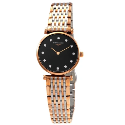 Longines La Grande Classique Quartz Diamond Black Dial Ladies Watch L4.209.1.57.7 In Gold