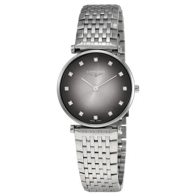 Longines La Grande Classique Quartz Diamond Grey Dial Ladies Watch L45124776 In Metallic