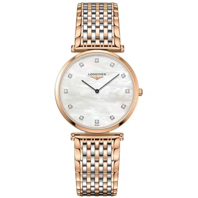 Longines La Grande Classique Quartz Mother Of Pearl Diamond Dial Steel Women's Watch L4.709.1.88.7 In Multi