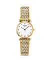 Longines La Grande Classique Quartz Diamond Dial Two-tone Steel Women's Watch L4.709.2.88.7 In White/gold