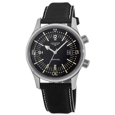 Longines Legend Diver Automatic Automatic Black Dial Leather Strap Men's Watch L3.774.4.50.0