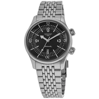 Longines Legend Diver Automatic Black Dial Steel Men's Watch L3.764.4.50.7 In Metallic
