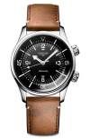 Longines Men's Swiss Automatic Legend Diver Brown Leather Strap Watch 39mm In Brown/black