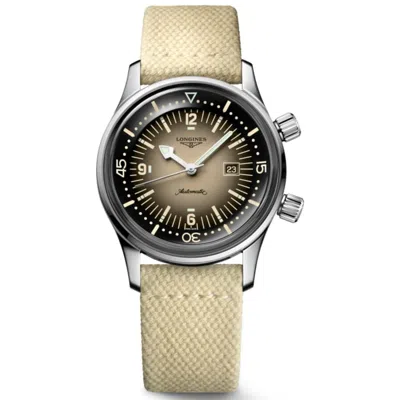 Longines Legend Diver Beige Dial Fabric Strap Women's Watch L3.374.4.30.2 In Gold