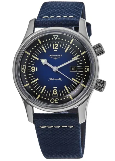 Longines Legend Diver Blue Dial Fabric Strap Unisex Watch L3.374.4.90.2 In Silver