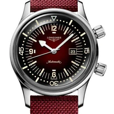 Pre-owned Longines Legend Diver Red Dial Automatic Mens Watch 36mm Refl3.374.4.40.2