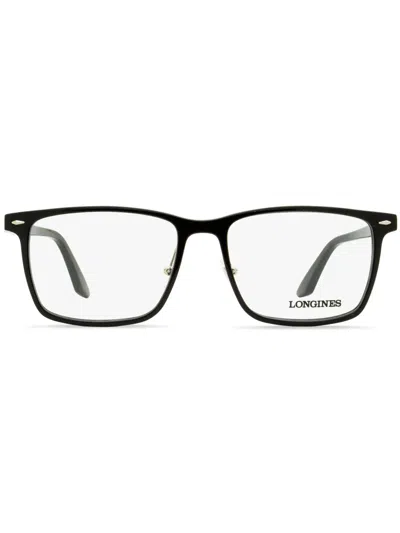 Longines Logo-embossed Rectangle-frame Glasses In Black