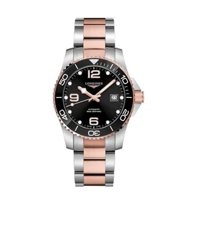 Longines Men's Swiss Automatic Hydroconquest Two-tone Stainless Steel Bracelet Watch 41mm In Black
