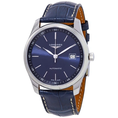 Longines Master Automatic Blue Dial Blue Leather Men's Watch L27934920 In Black