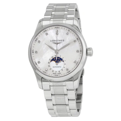 Longines Master Automatic Diamond Mother Of Pearl Dial Ladies Watch L2.409.4.87.6 In Metallic