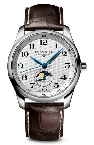 Longines Master Automatic Leather Strap In White