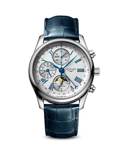 Longines Master Chronograph, 40mm In Silver/blue