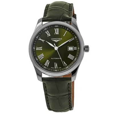 Longines Master Collection Automatic 40mm Green Dial Leather Strap Men's Watch L2.793.4.09.2 In Purple