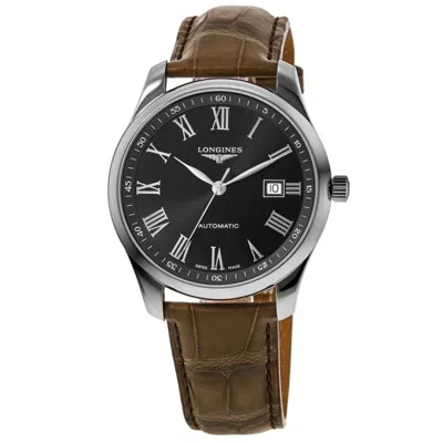 Longines Master Collection Automatic 42mm Black Dial Leather Strap Men's Watch L2.893.4.59.2 In Silver