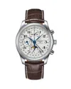 Longines Master Collection Moonphase 42mm Silver Chronograph Dial Leather Strap Men's Watch L2.773.4.78.3 In Silver/brown