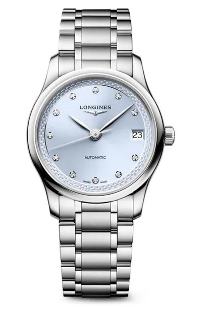 Longines Master Collection Diamond Automatic Bracelet Watch, 34mm In Blue