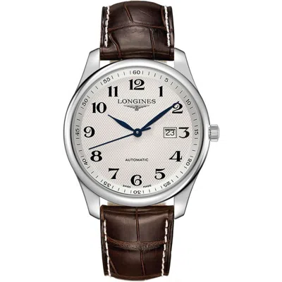 Longines Master Collection Croc Embossed Leather Strap Watch, 42mm In Silver