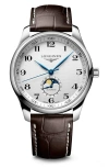 Longines Master Collection Moonphase Automatic Leather Strap Watch, 42mm In White