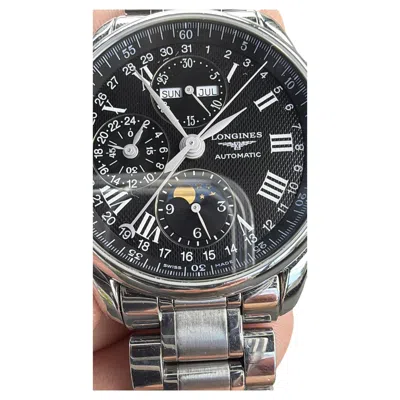 Pre-owned Longines Master Collection Moonphase Chronograph Automatic Mens Watch Steel In Multiple