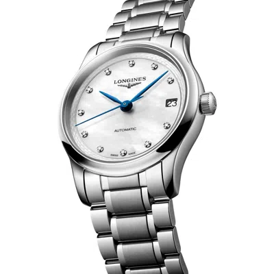 Longines Master Collection Mother-of-pearl & Diamond Automatic Bracelet Watch, 34mm In White Mother Of Pearl