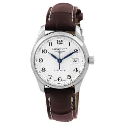 Pre-owned Longines Master Collection Silver Dial Brown Leather Band Stainless Steel Case