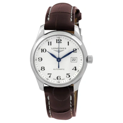 Longines Master Collection Silver Dial Brown Leather Band Stainless Steel Case Automatic Ladies Watc