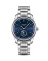 Longines L29194926 Master Collection Moonphase Stainless Steel Automatic Watch In Blue/silver