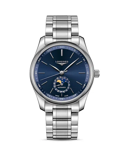 Longines L29194926 Master Collection Moonphase Stainless Steel Automatic Watch In Silver