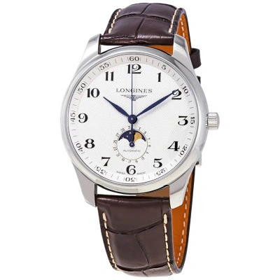 Longines Master Silver Dial Brown Leather Men's Watch L29194783 In Blue / Brown / Silver