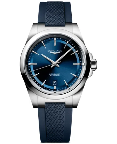 Longines Men's Conquest Automatic Blue Rubber Watch 38mm