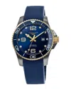 Longines Hydroconquest Automatic Blue Dial Rubber Strap Men's Watch In Blue