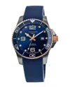 Longines Hydroconquest Automatic Blue Dial Rubber Strap Men's Watch In Blue