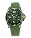 Longines Hydroconquest Automatic Green Dial Rubber Strap Men's Watch L3.782.3.06.9 In Green