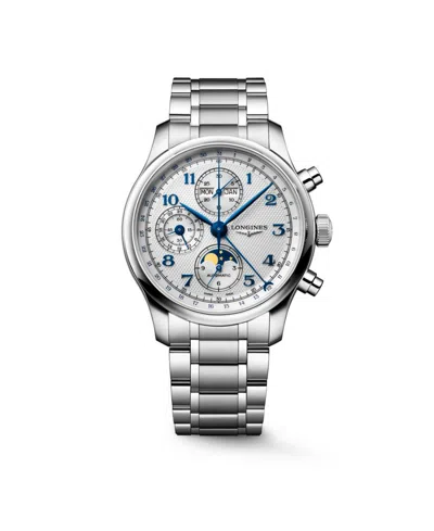 Longines Men's Master Collection Silver Stainless Steel Strap Watch 41mm In Black