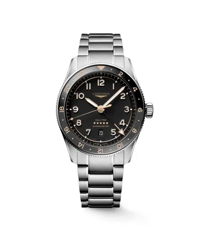 Longines Men's Spirit Zulu Time Automatic Stainless-steel Watch, 42mm In Metallic