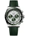 Longines Men's Swiss Automatic Chronograph Conquest Green Rubber Strap Watch 42mm In No Color