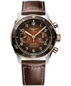 Longines Men's Swiss Automatic Chronograph Spirit Flyback Brown Leather Strap Watch 42mm In No Color