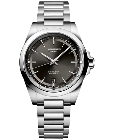 Longines Men's Swiss Automatic Conquest Stainless Steel Bracelet Watch 38mm In Silver