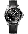 Longines Men's Swiss Automatic Hydroconquest Gmt Black Rubber Strap Watch 43mm In No Color