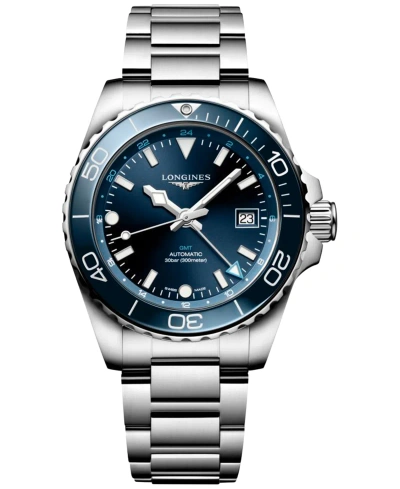 Longines Men's Swiss Automatic Hydroconquest Gmt Stainless Steel Bracelet Watch 41mm In No Color