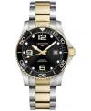 Longines Mens Black L3.781.3.56.7 Hydroconquest Stainless-steel Automatic Watch In Black
